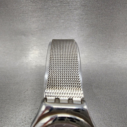 Swatch Irony Libertine Watch Women 24mm Silver Dial Steel Mesh Band New Battery