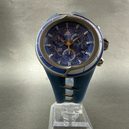 Adidas Adi-Star-Pro Chronograph Watch Men 42mm Blue Dial Steel Date Round Newbat5