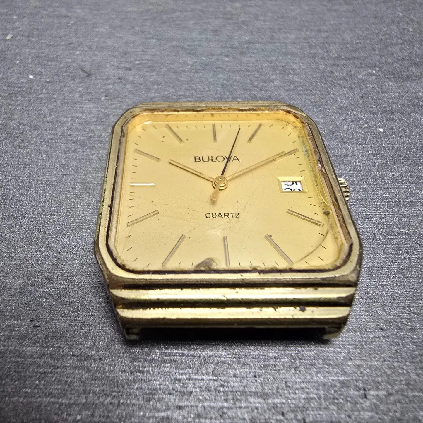 Bulova Watch Men 29mm Champagne Dial Gold Tone Date READ!!!!! 82348 New Battery2