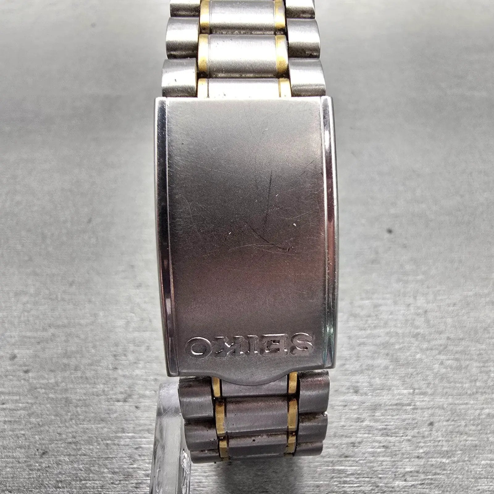 Seiko Watch Men 34mm White Dial Two Tone Daydate Round 7N43-7A50 New Battery VTG7
