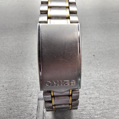Seiko Watch Men 34mm White Dial Two Tone Daydate Round 7N43-7A50 New Battery VTG7