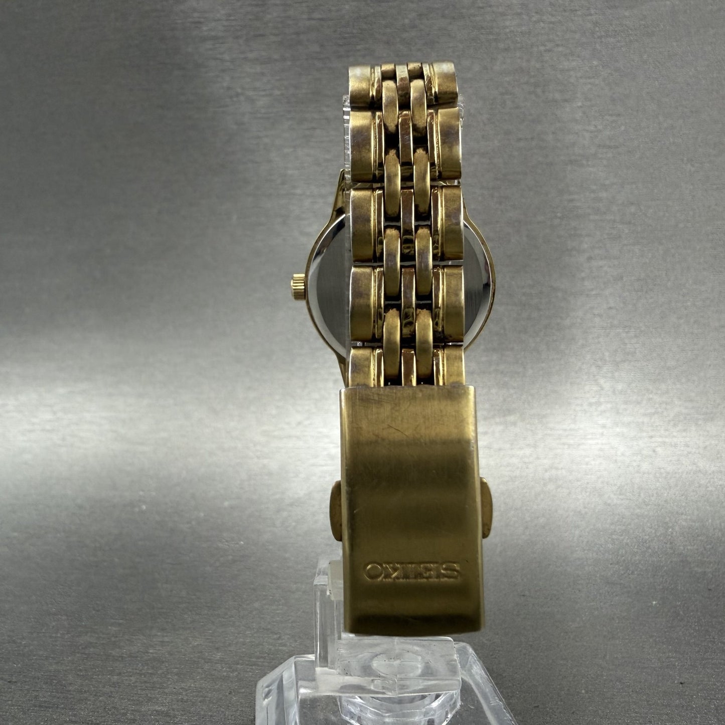Seiko Watch Women 29mm Black Dial Gold Tone Date Round 6N22-00A0 New Battery AB7