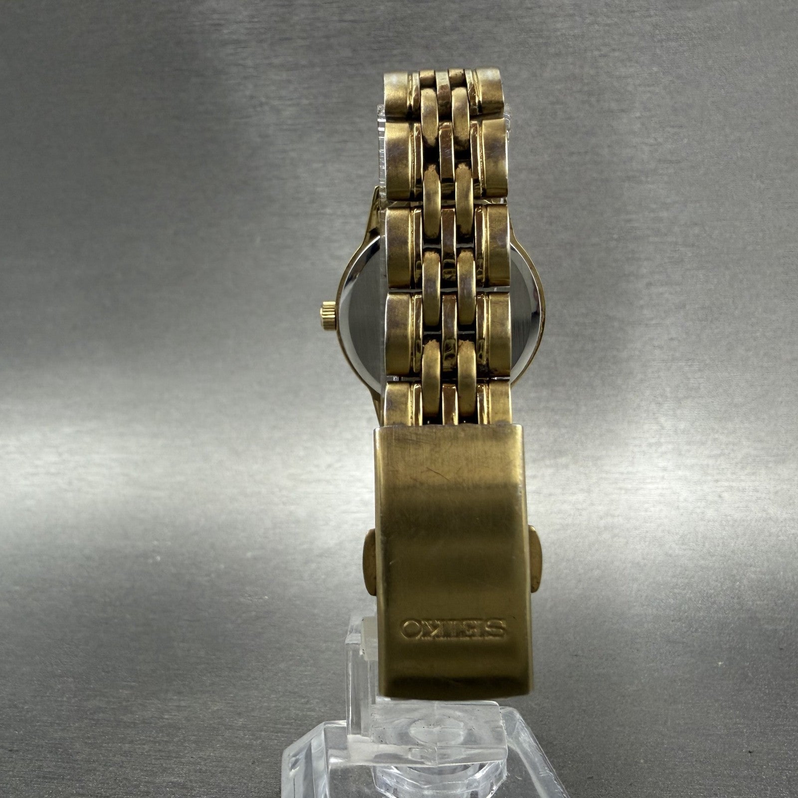 Seiko Watch Women 29mm Black Dial Gold Tone Date Round 6N22-00A0 New Battery AB7
