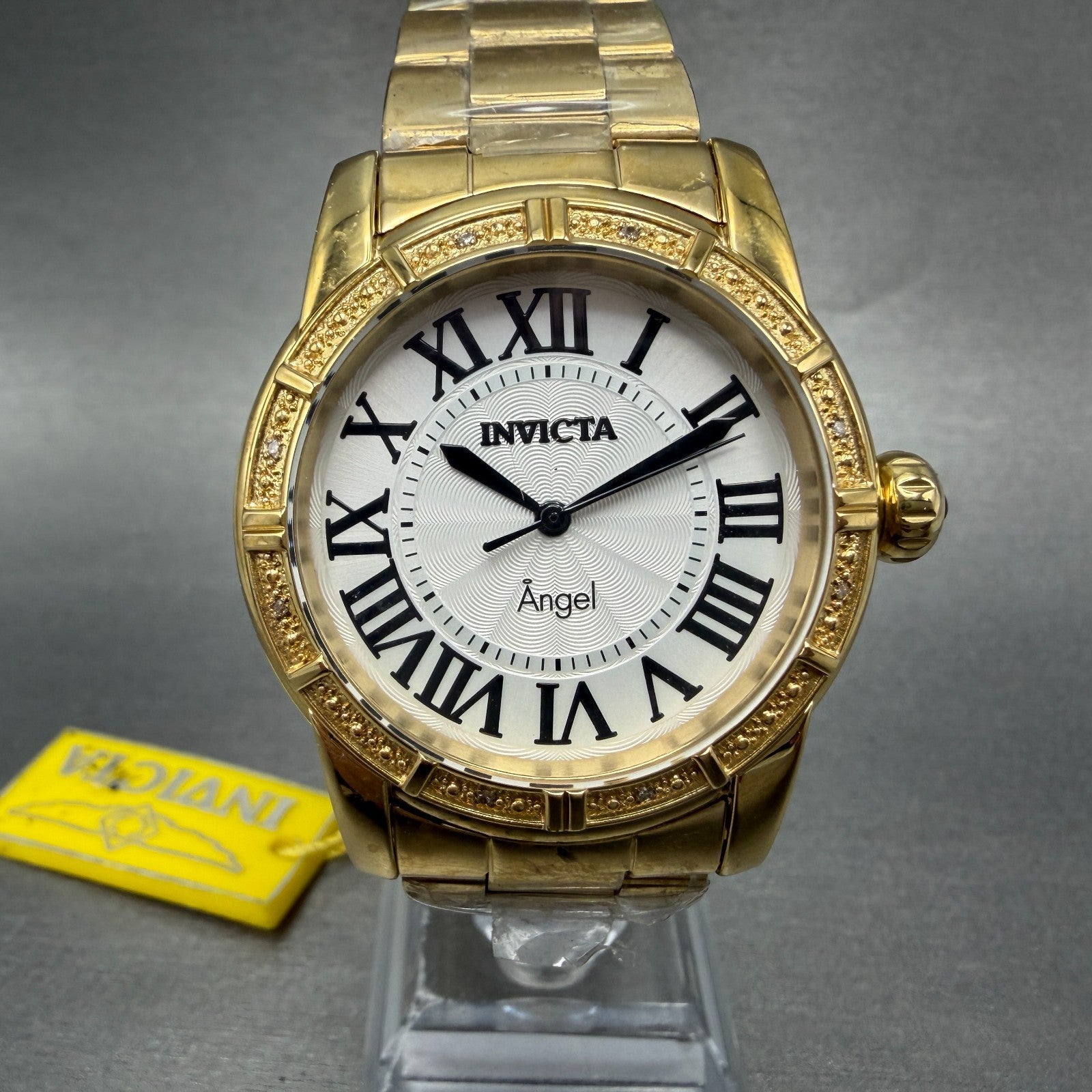 Invicta Watch Women 38mm White Dial Gold Tone Round 14717 New Battery0