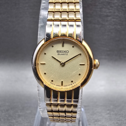 Seiko Watch Women 19mm Champagne Dial Gold Tone Round 1N00-)B10 New Battery VTG0