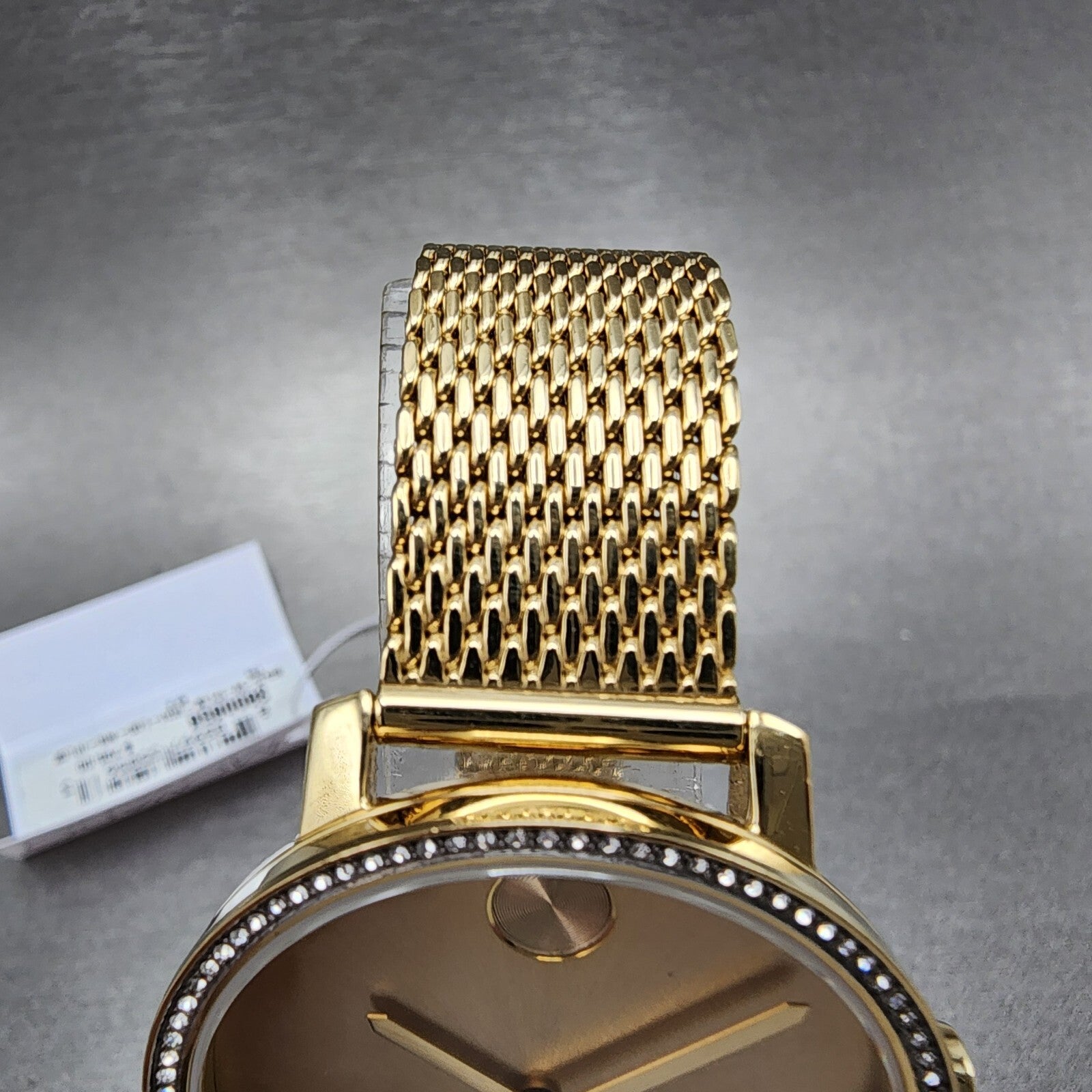 Movado Bold Shimmer Watch Women 34mm Gold Dial Gold Tone Crystal Bezel 36006564