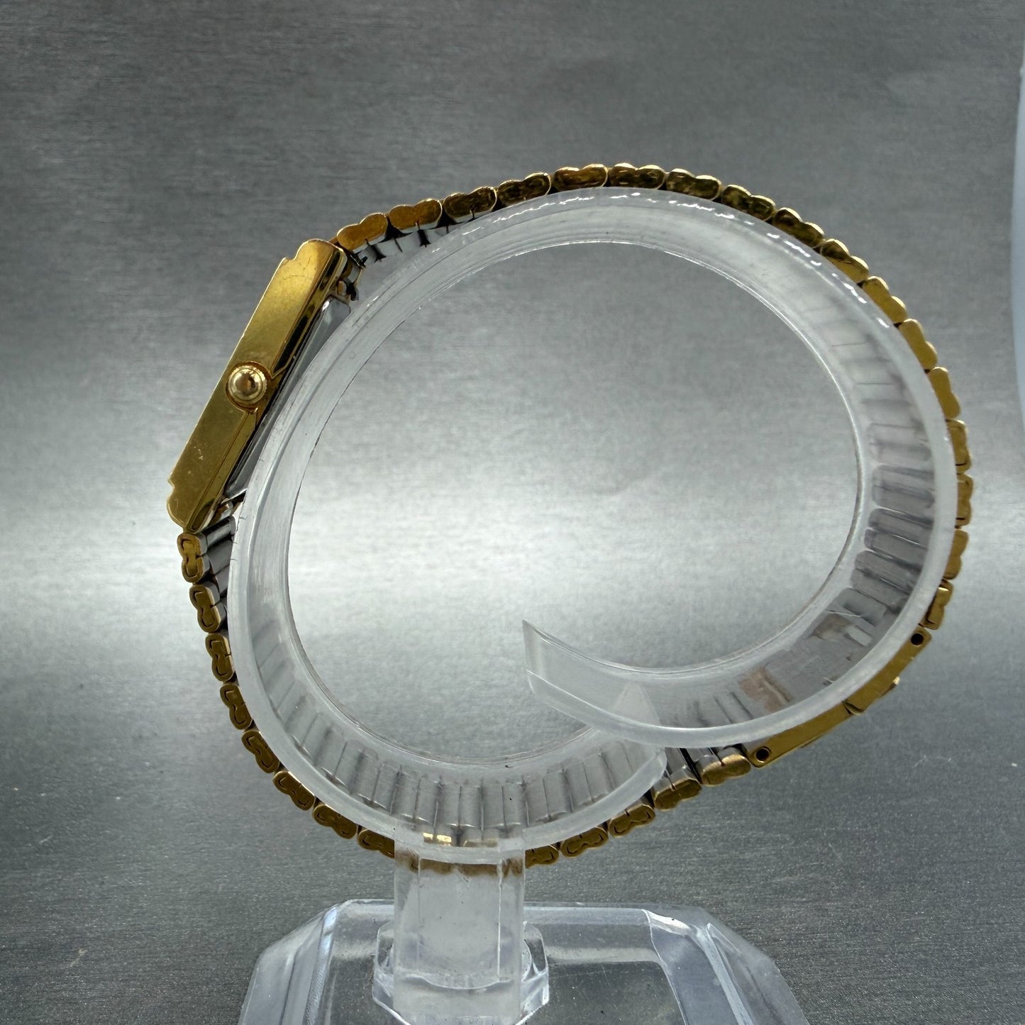 Seiko Tank Watch Women 13mm Champagne Dial Gold Tone 1e20-5519 New Battery VTG6