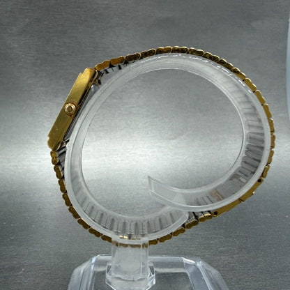 Seiko Tank Watch Women 13mm Champagne Dial Gold Tone 1e20-5519 New Battery VTG6