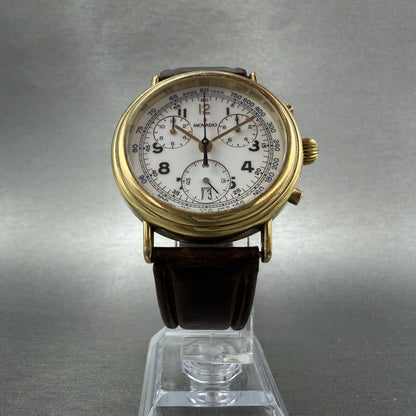 Movado Chronograph Watch Men 38mm White Dial Gold Tone Date 87.A5.860 New BattAB5