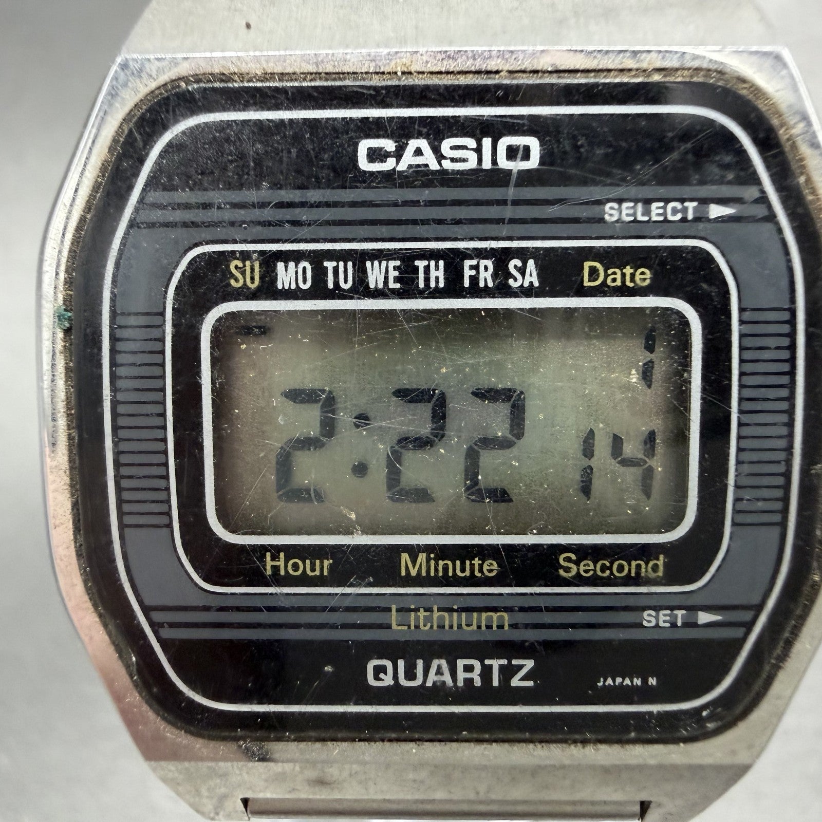 Casio 155-B815 Watch Men 34mm Digital Silver Tone Octagon Daydate New Battery1