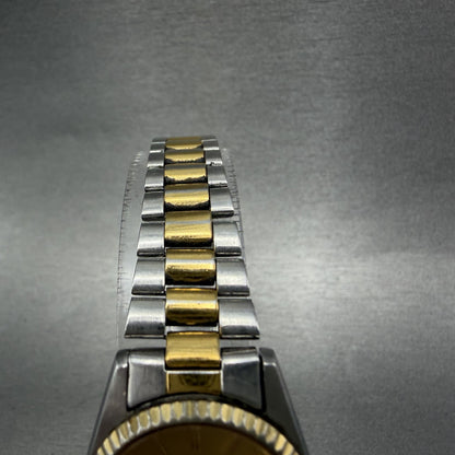 Seiko SQ Watch Women 24mm Gold Dial Two Tone Daydate Round 3E23-0A60 New Batt KD4