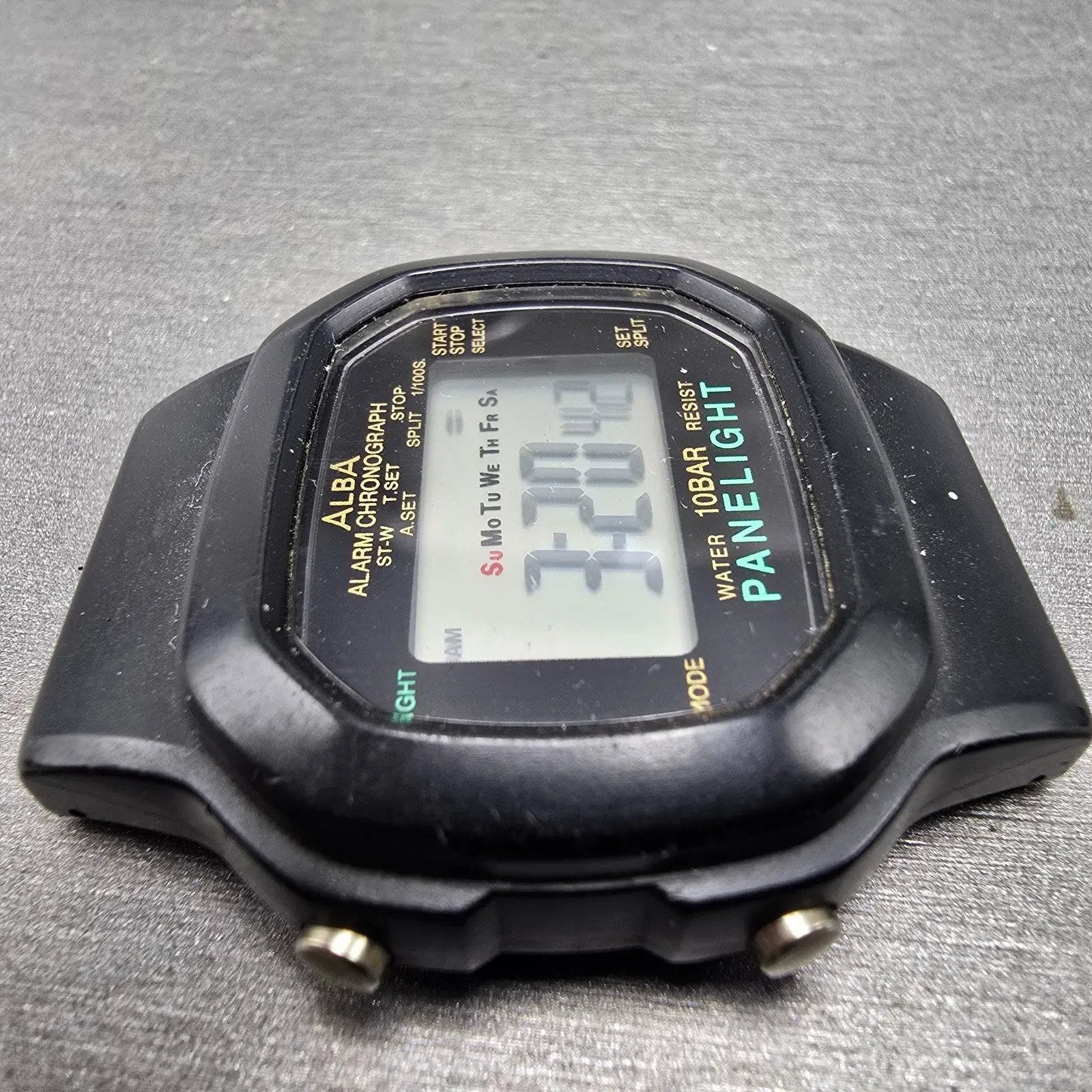 Seiko Alba Watch Men 40mm Black Digital Alarm Chronograph Y735-4A30 New Battery4