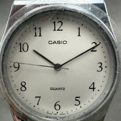 Casio MQ-336 Watch Men 33mm White Dial Silver Tone Round New Battery Vintage ABC1