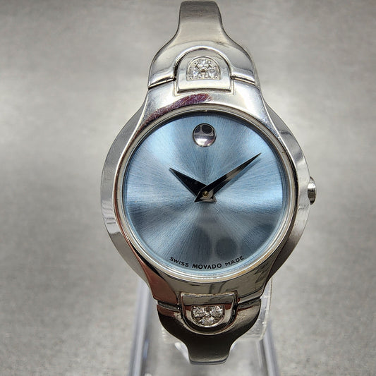 Movado Kara Watch Women 24m Blue Dial Steel Diamond Accent 84A11846 New Batt0
