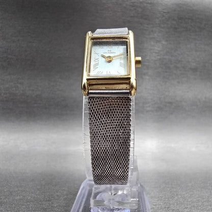 Skagen Watch Women 15mm Silver Dial Gold Tone Rectangle 136SGS New Battery BD5