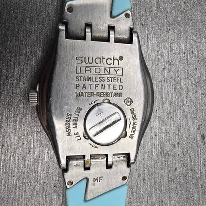 Swatch Irony ELLAZUL Watch Women Silver Dial Blue Band YLS154 CRAKCED New Batt10