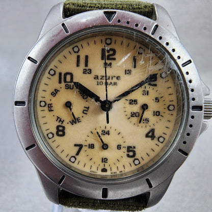 Seiko ALBA Azure Watch Men 33mm Cream Dial Silver Tone Daydate Round New Battery1