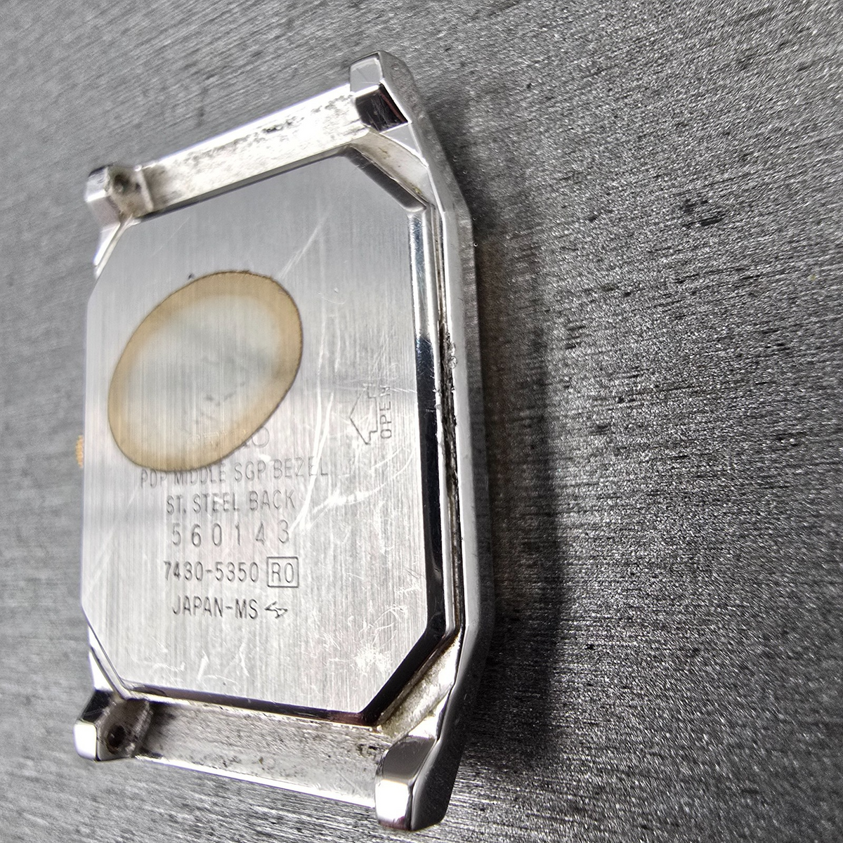 Seiko Watch Men 27mm Silver Dial Two Tone Rectangle 7430-5350 New Battery8