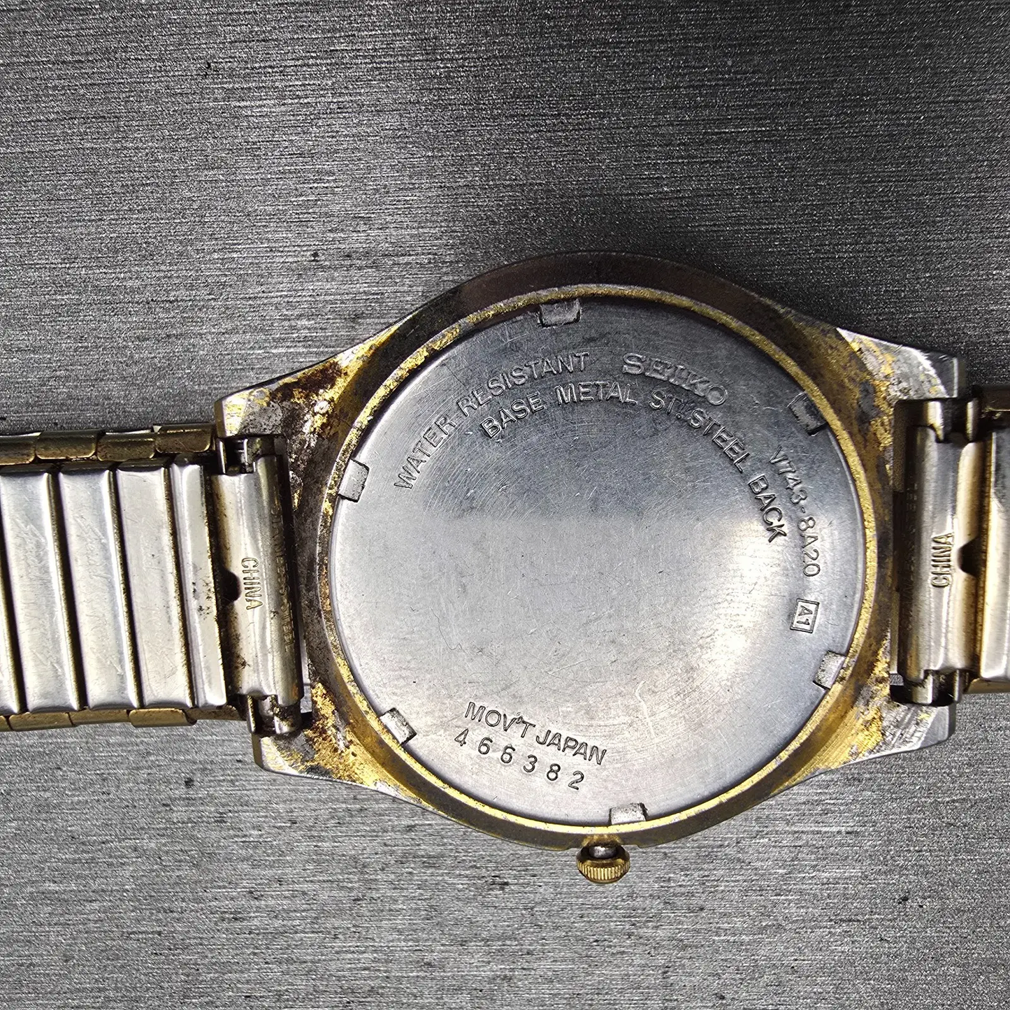 Seiko Watch Men 37mm Ivory Dial Gold Tone Daydate Round 7N43-8A20 New Battery10