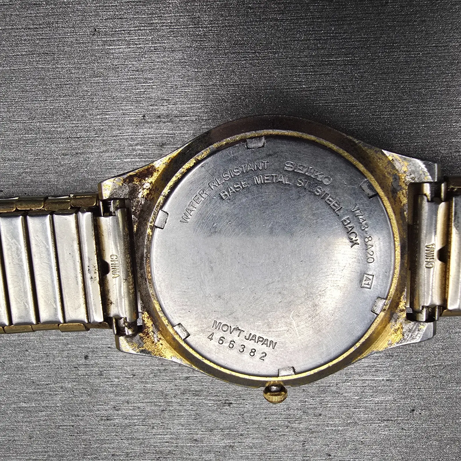 Seiko Watch Men 37mm Ivory Dial Gold Tone Daydate Round 7N43-8A20 New Battery10