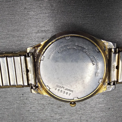 Seiko Watch Men 37mm Ivory Dial Gold Tone Daydate Round 7N43-8A20 New Battery10