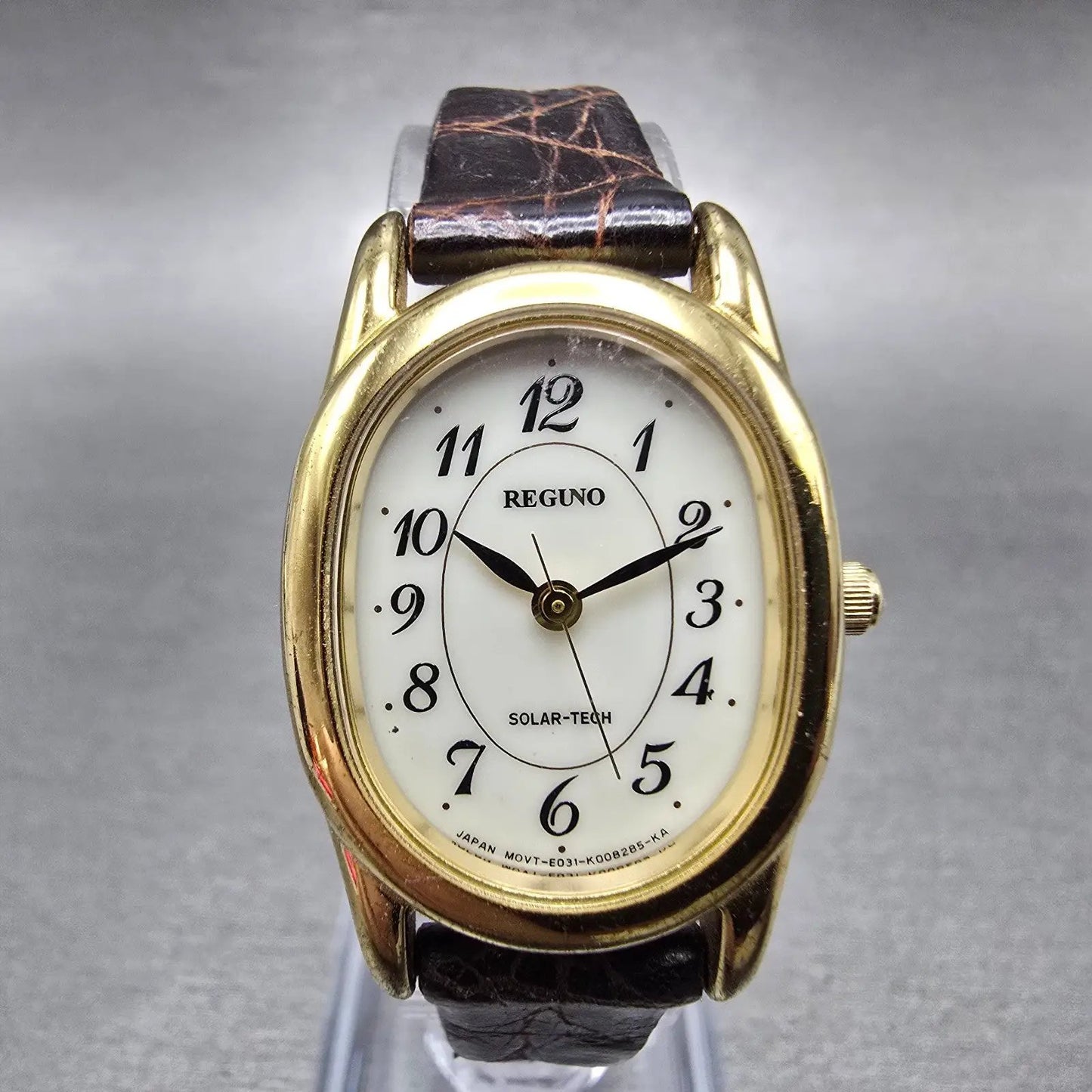 Citizen Reguno Solar Watch Women 22mm White Dial Gold Tone E031-K005396 Oval0