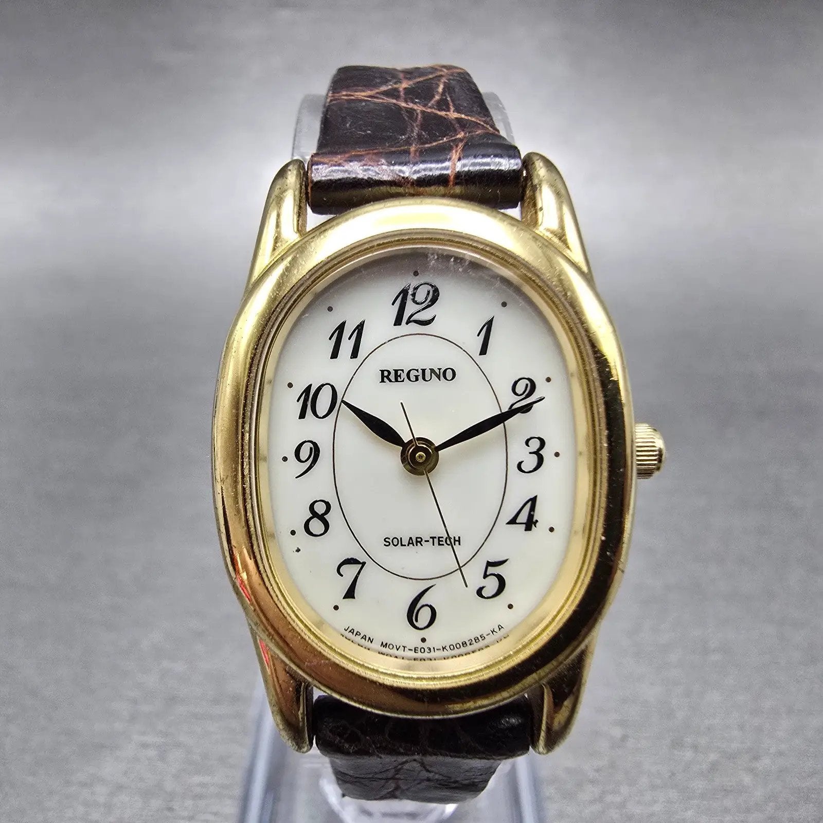 Citizen Reguno Solar Watch Women 22mm White Dial Gold Tone E031-K005396 Oval0