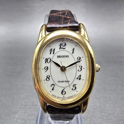 Citizen Reguno Solar Watch Women 22mm White Dial Gold Tone E031-K005396 Oval0