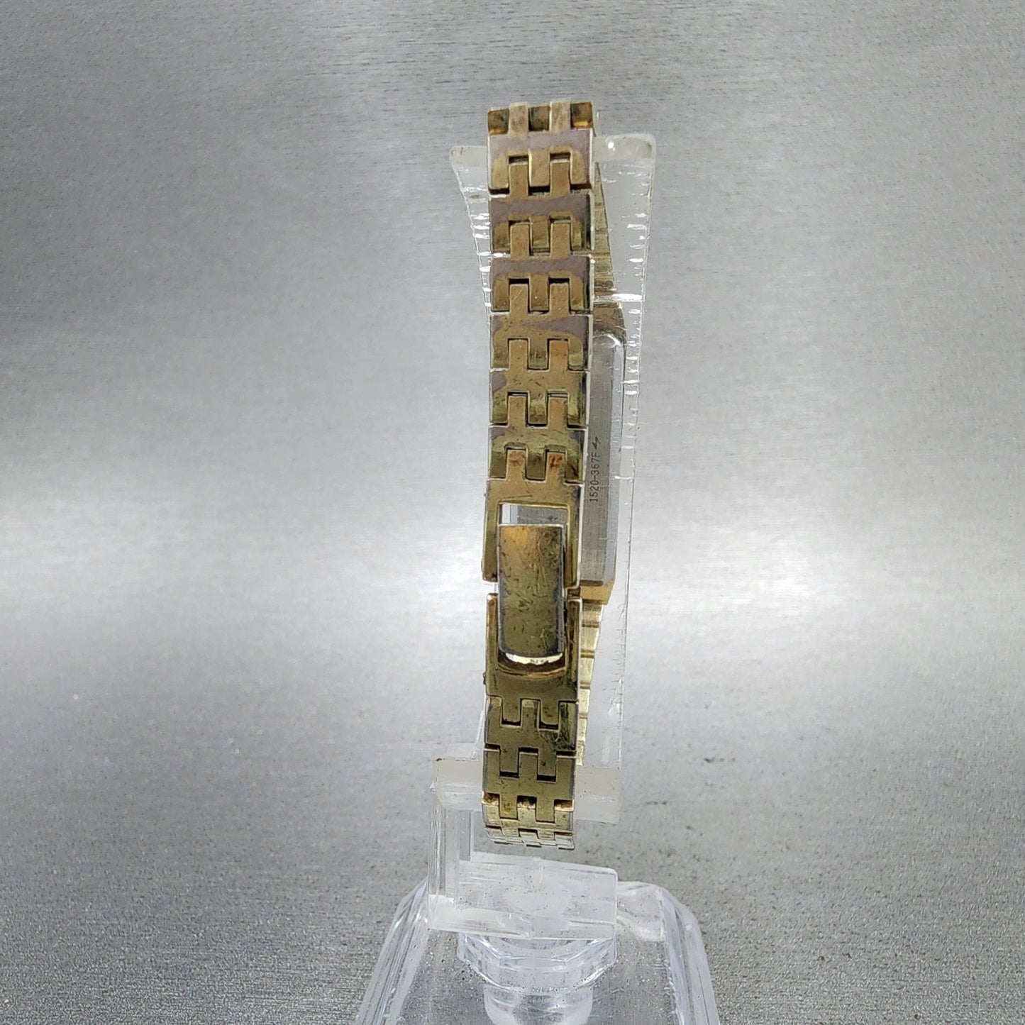 Seiko Tank Watch Women 13mm Silver Dial Gold Tone Rectangle Manual Wind Runs7