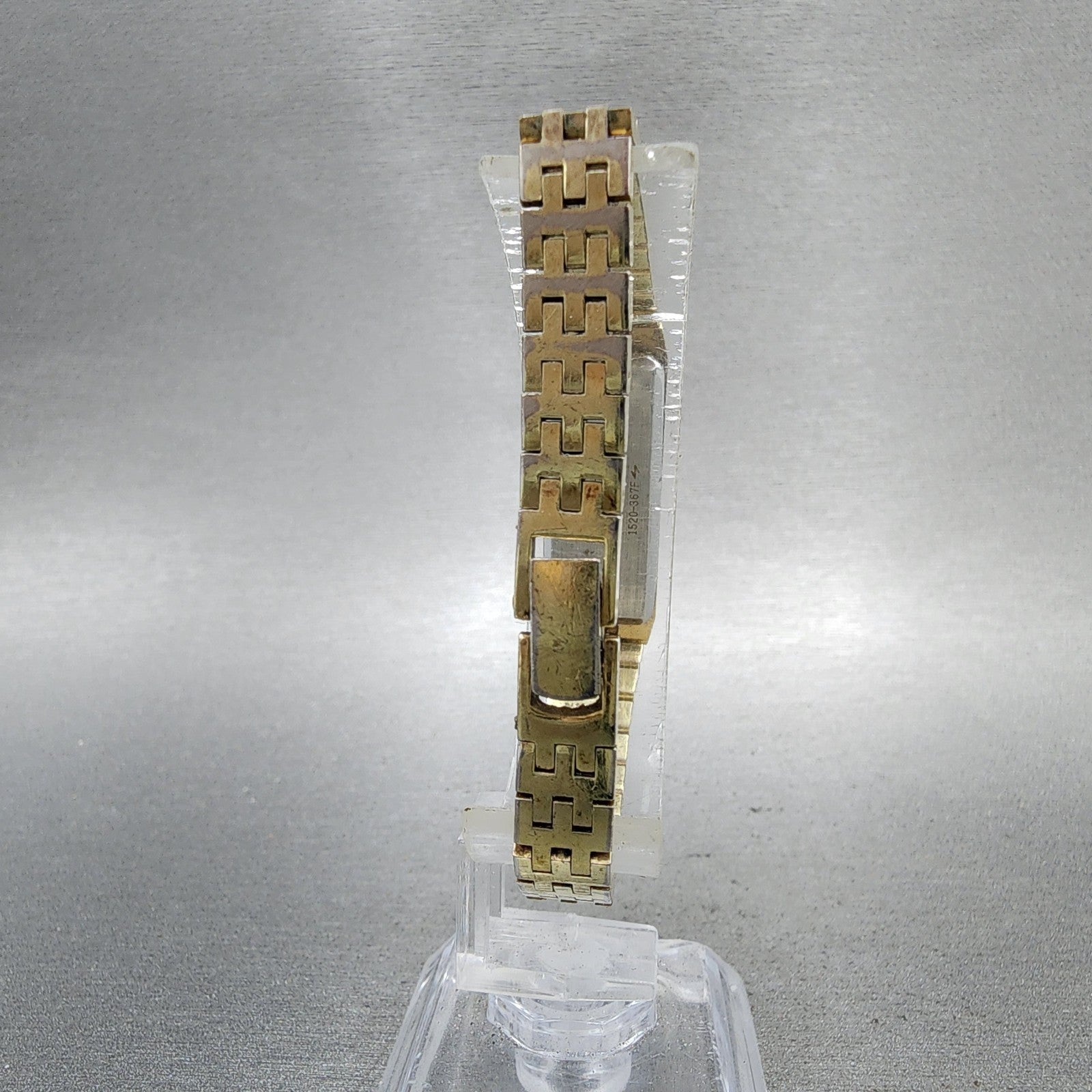 Seiko Tank Watch Women 13mm Silver Dial Gold Tone Rectangle Manual Wind Runs7