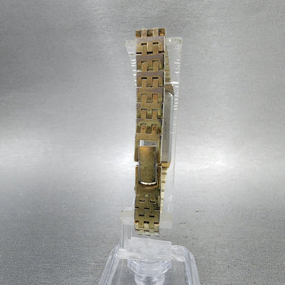 Seiko Tank Watch Women 13mm Silver Dial Gold Tone Rectangle Manual Wind Runs7