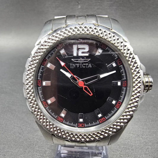 Invicta Specialty Watch Men 48mm Black Dial Silver Tone 15201 New Battery0