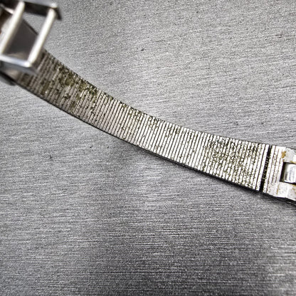 Seiko Watch Women 13mm Silver Dial Two Tone Rectangle 2E20-5139 New Battery VTG12