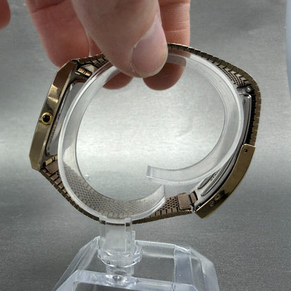 Seiko Tank Watch Men 30mm Gold Dial Gold Tone Rectangle 5931-5341 New Battery6
