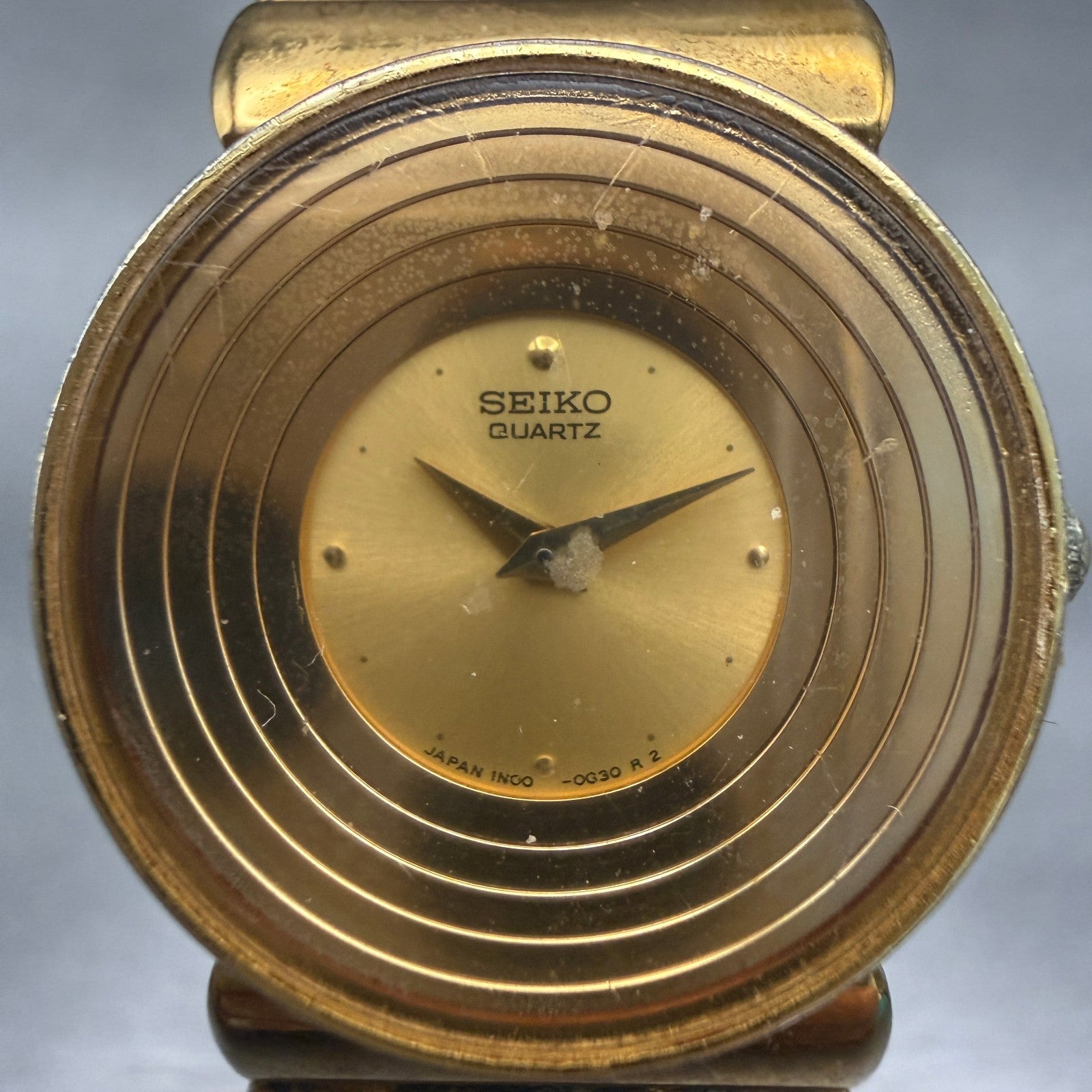Seiko Watch Women 25mm Gold Dial Gold Tone Round 1N00-0B59 New Battery VTG1