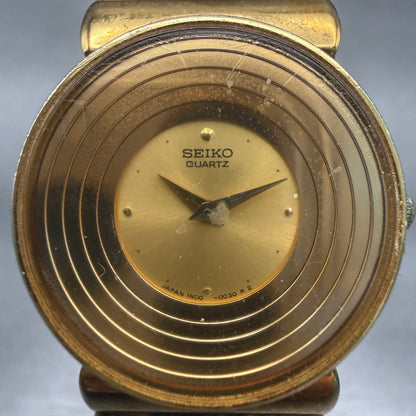 Seiko Watch Women 25mm Gold Dial Gold Tone Round 1N00-0B59 New Battery VTG1