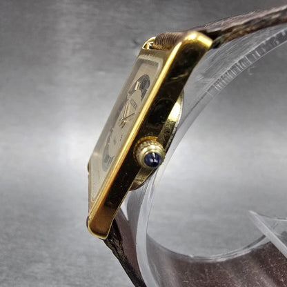 Bulova Accutron Tank Watch Women 20mm Champagne Dial Gold Tone New Battery VTG2
