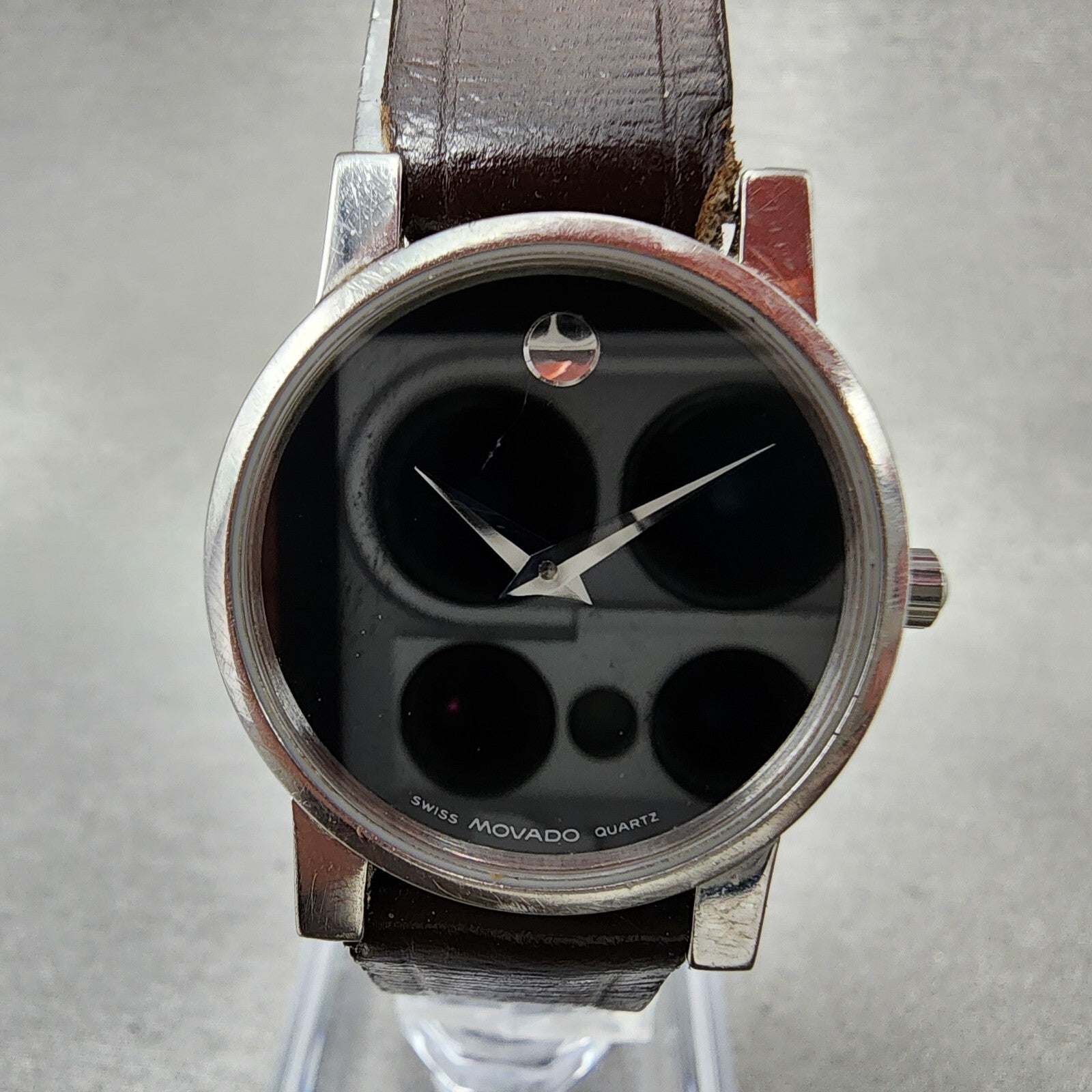 Movado Museum Watch Women 25mm Black Dial Steel Round 84.A1.845 New Battery1