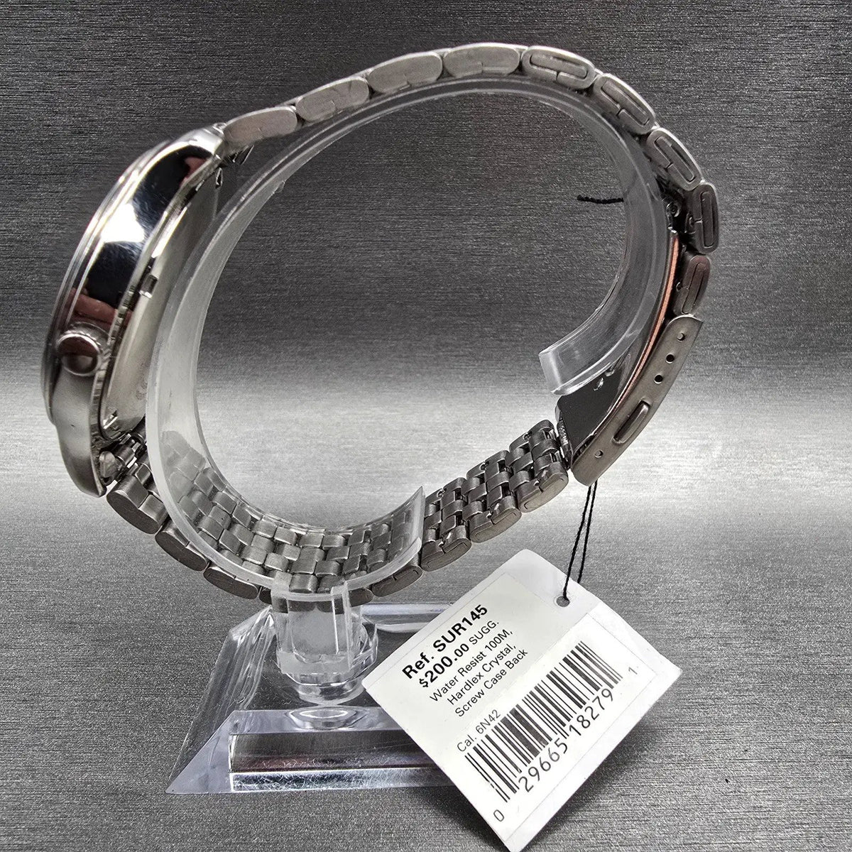 Seiko Watch Men 41mm Black Dial Silver Tone Date Round 6N42-00F0 New Battery6