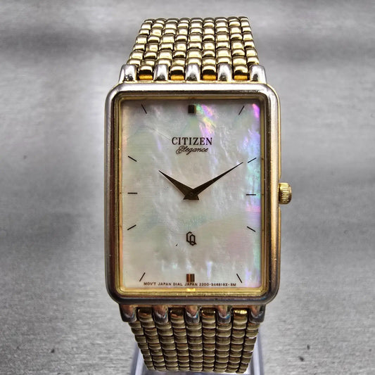 Citizen Elegance Watch Men 22mm MOP Dial Gold Tone 2200-S12843 New Battery VTG0