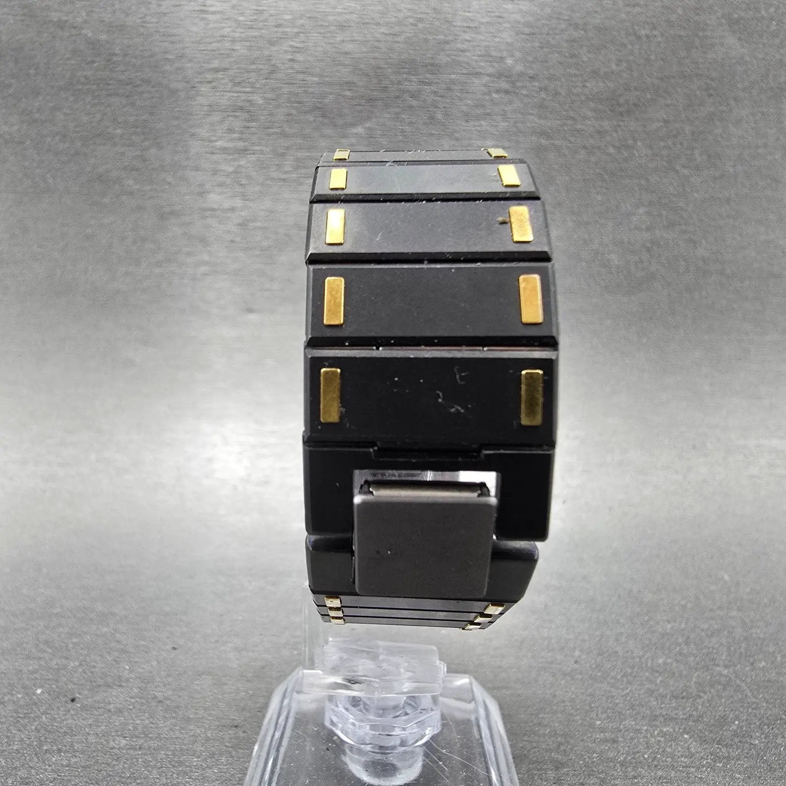 Seiko Tank Watch Men 26mm Black Dial Black & Gold Tone Rectangle 7430-5470 PARTS8