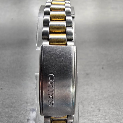 Seiko Watch Women 24mm Gold Dial Two Tone Daydate Round 7N83-0041 New Battery F7