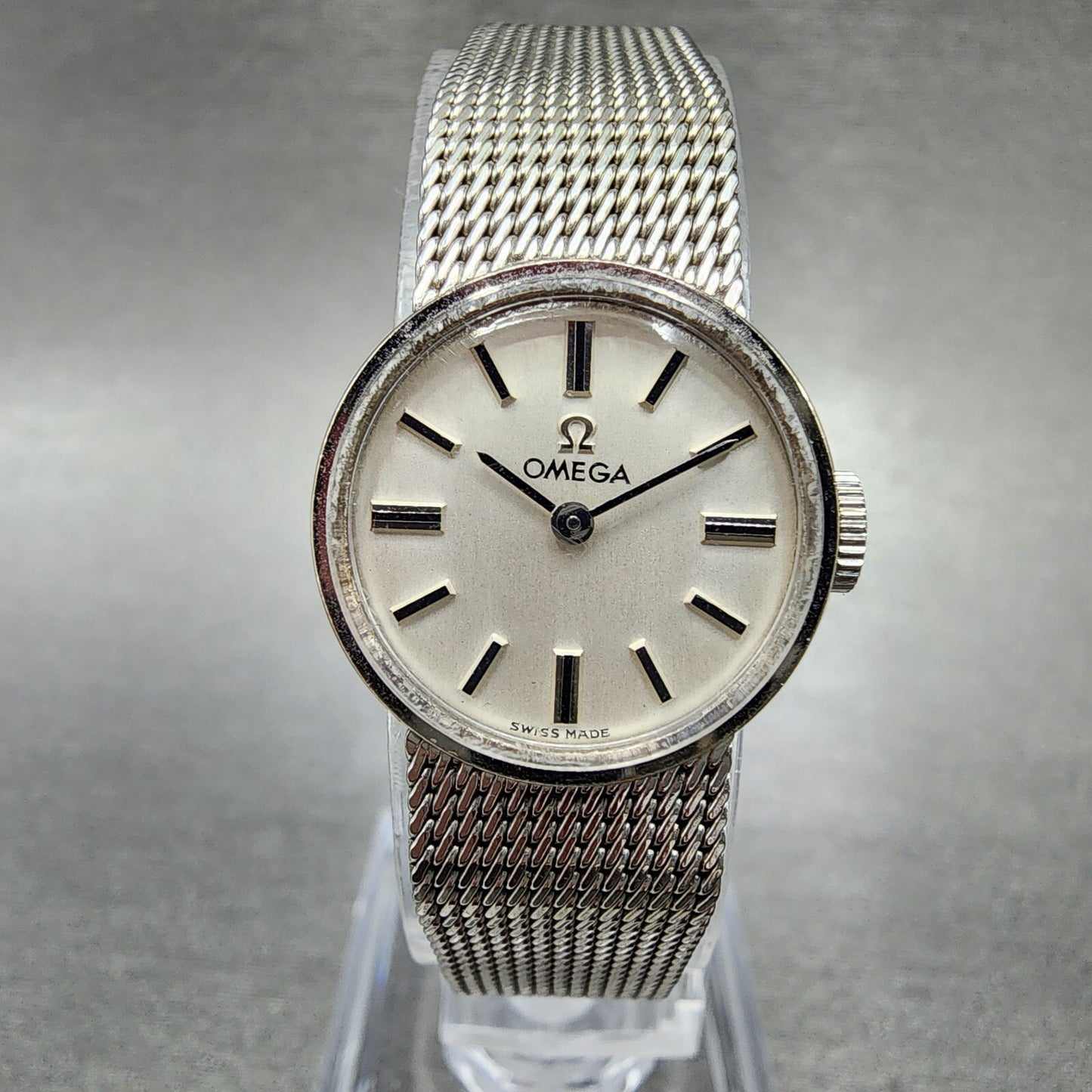 Omega Watch Women 15mm Silver Dial 14K Gold Filled Round Manual Wind Cal 4850