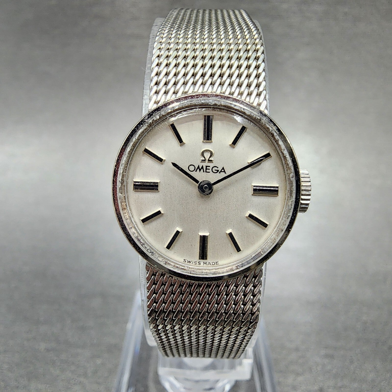 Omega Watch Women 15mm Silver Dial 14K Gold Filled Round Manual Wind Cal 4850