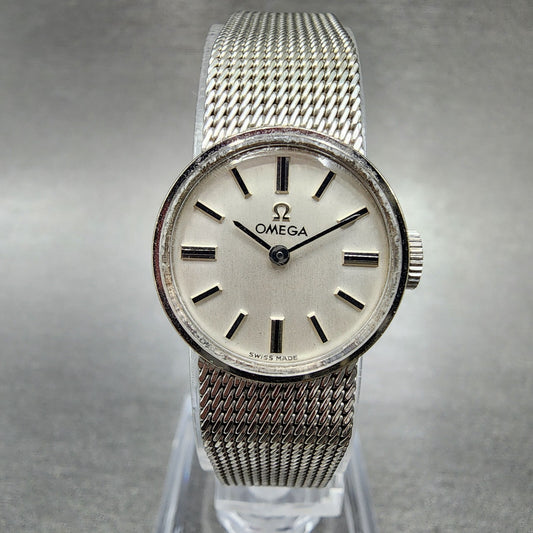 Omega Watch Women 15mm Silver Dial 14K Gold Filled Round Manual Wind Cal 4850