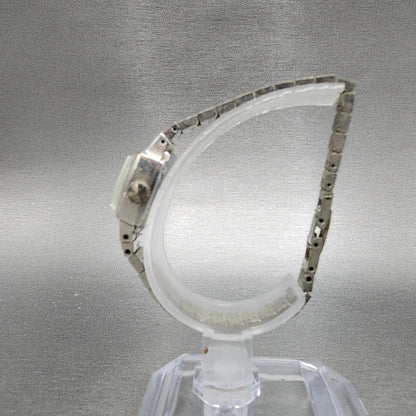Seiko Special Watch Women 18mm Green Dial Silver Tone Rectangle Manaul Wind PART