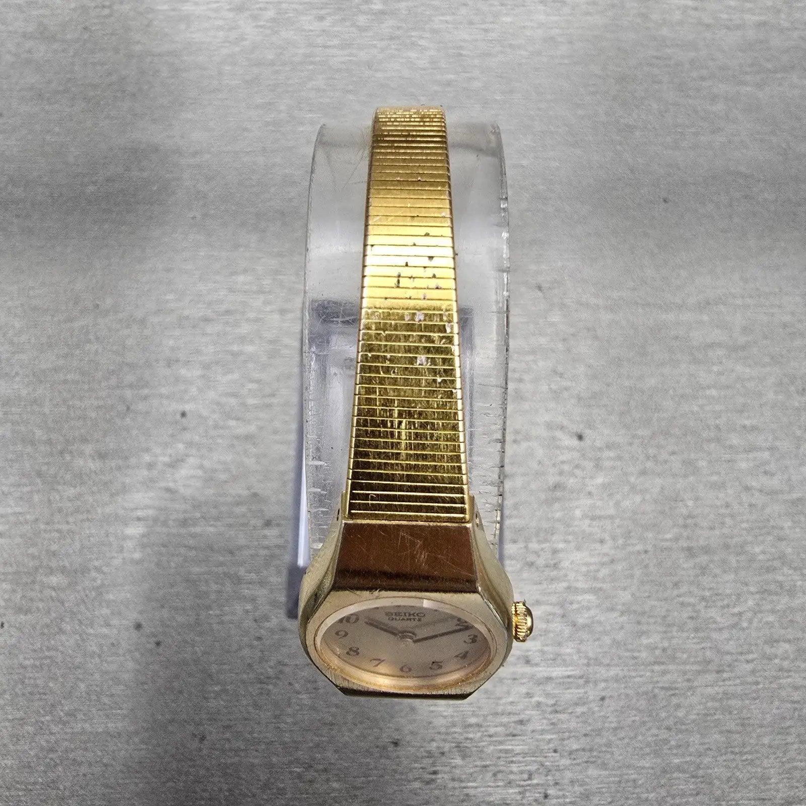 Seiko Watch Women 17mm Gold Dial Gold Tone Round 2P20-0A89 New Battery Vintage4