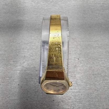 Seiko Watch Women 17mm Gold Dial Gold Tone Round 2P20-0A89 New Battery Vintage4