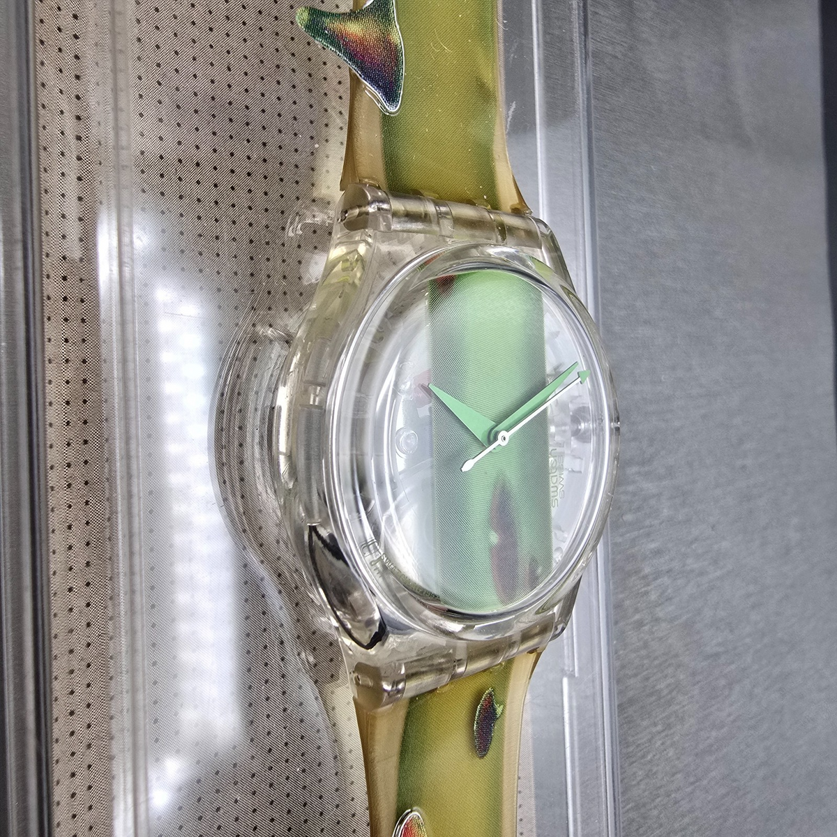 Swatch Piquant Watch Men 34mm Clear Dial Clear Case GK267 New Battery NOS5