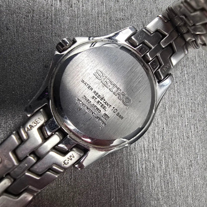 Seiko Watch Women 27mm MOP Dial Silver Tone Date Round 7N82-0FW0 New Battery10